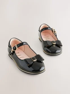 Baker by Ted Baker Girls Back to School Patent Mary Jane Black Shoes with Bow