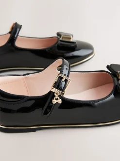 Baker by Ted Baker Girls Back to School Patent Mary Jane Black Shoes with Bow