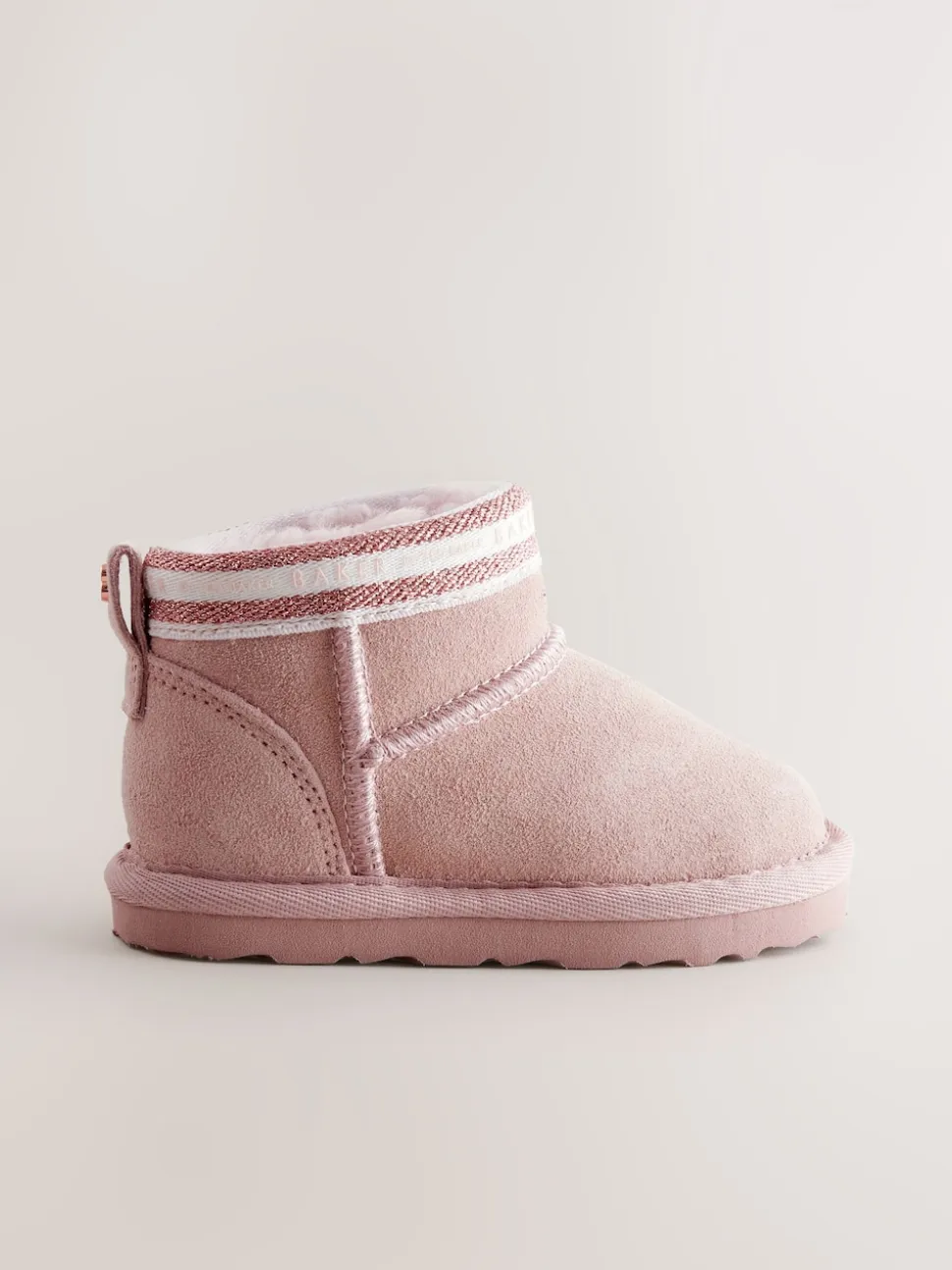 Baker by Ted Baker Girls Water Repellent Cosy Suede Branded Tape Boots