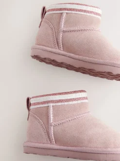 Baker by Ted Baker Girls Water Repellent Cosy Suede Branded Tape Boots