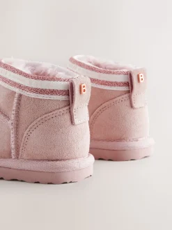 Baker by Ted Baker Girls Water Repellent Cosy Suede Branded Tape Boots