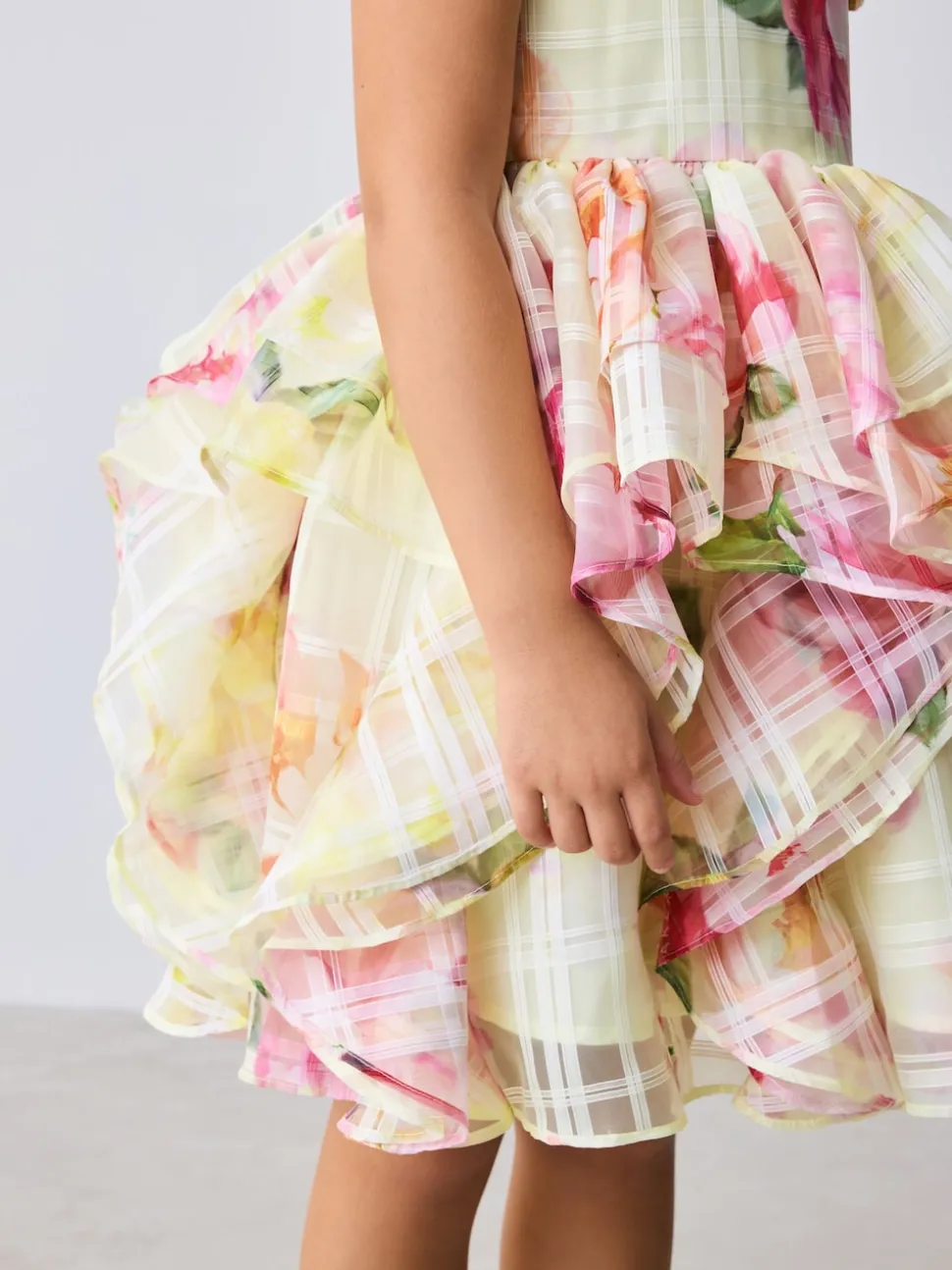 Baker by Ted Baker Yellow Burnout Organza Cap Sleeve Floral Dress