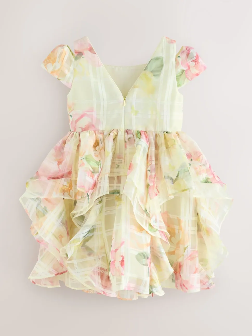 Baker by Ted Baker Yellow Burnout Organza Cap Sleeve Floral Dress