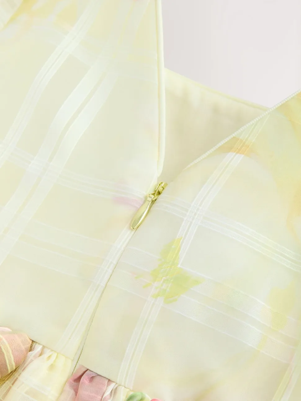 Baker by Ted Baker Yellow Burnout Organza Cap Sleeve Floral Dress