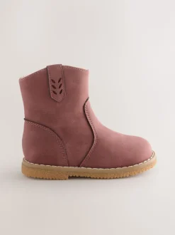 Berry Pink Ankle Western Boots