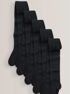 Black 5 Pack Cotton Rich School Tights