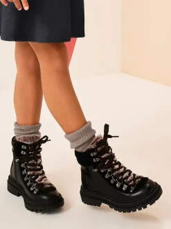 Black Lace Up Hiker Boots