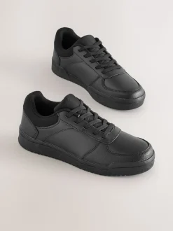 Black Leather Lace Up School Shoes