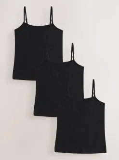 Black Strappy Cami Vests 3 Pack (1.5-16yrs)