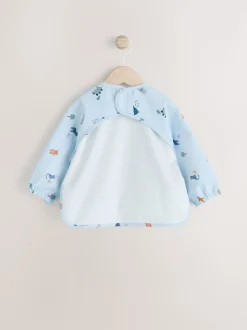 Blue Dino Jungle Weaning And Feeding Sleeved Bib