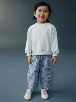 Blue Floral Print Pullon Barrel Jeans (3mths-7yrs)