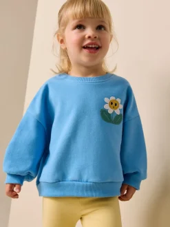 Blue Flower Crew Neck Sweatshirt (3mths-7yrs)