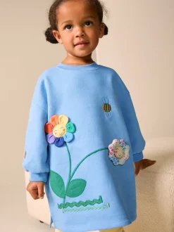 Blue Flower Relaxed Sweat Dress (3mths-7yrs)