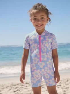 Blue Stampy Floral Sunsafe Swimsuit (3mths-10yrs)