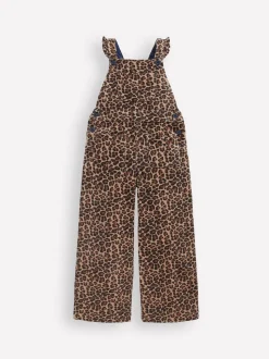 Boden Animal Leopard Frill Dungarees