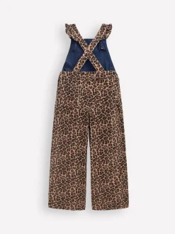 Boden Animal Leopard Frill Dungarees