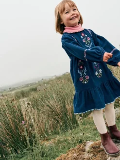 Boden Blue Clover Blouson Cord Dress