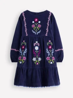 Boden Blue Clover Blouson Cord Dress