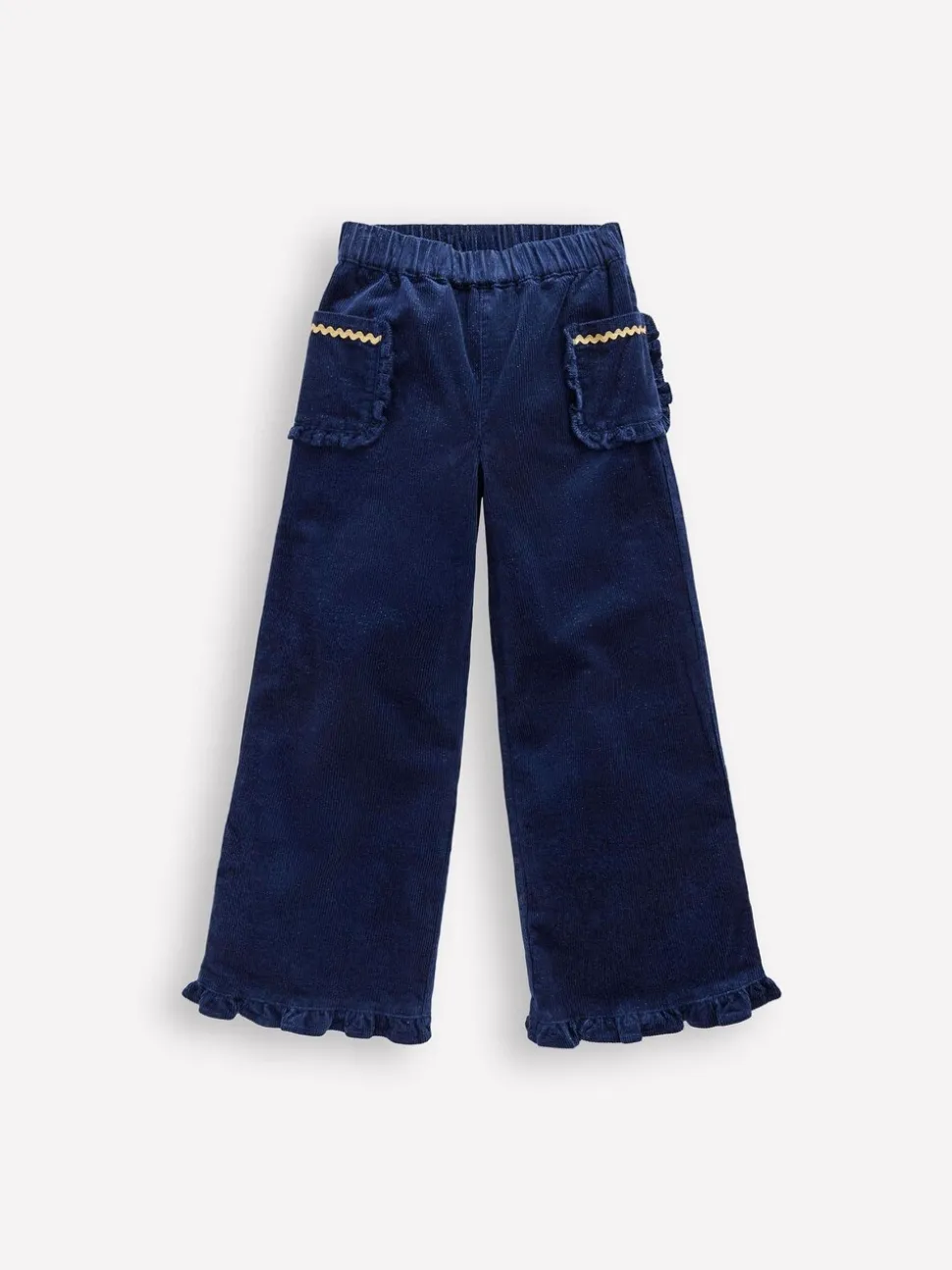 Boden Blue Cord Frill Pull-on Trousers