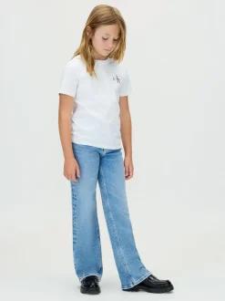 Calvin Klein Blue High Rise Wide Leg Jeans