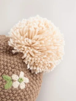 Chocolate Brown Embroidered Beanie (1-13yrs)