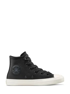 Converse Black Chuck Taylor Kid Leather High Trainers