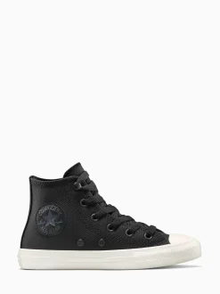 Converse Black Chuck Taylor Kid Leather High Trainers
