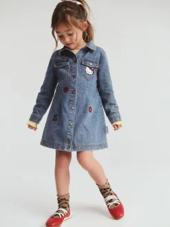 Cotton On Blue Hello Kitty Sasha Long Sleeve Denim Shirt Dress