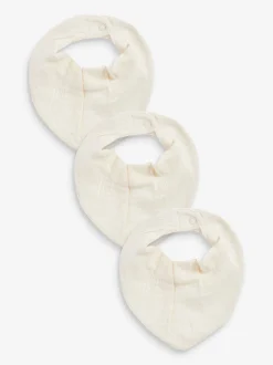 Cream Muslin Baby Dribble Bibs 3 Pack
