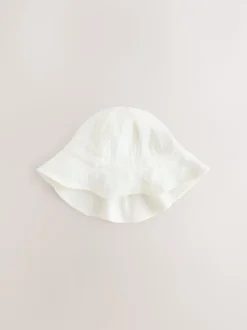 Ecru Woven Crinkle Baby Bucket Hat (0mths-2yrs)