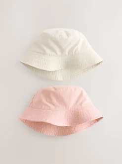 Ecru/Pink Bucket Hats 2 Pack (3mths-16yrs)