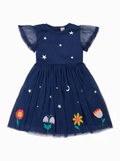 Frugi Blue Penny Applique Party Dress