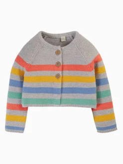Frugi Grey Marl Striped Cardigan