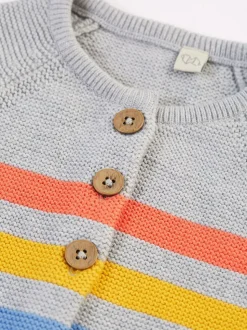 Frugi Grey Marl Striped Cardigan