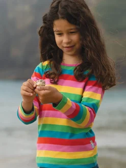 Frugi Pink Rainbow Stripe Long Sleeve Top