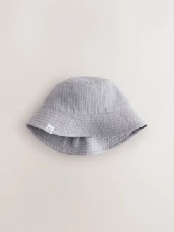 Grey and White Crinkle Baby Bucket Hats 2 Pack