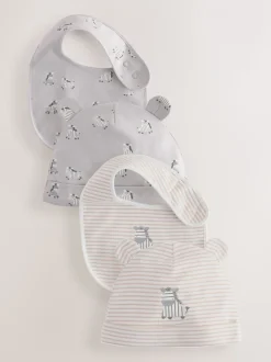 Grey/Neutral Zebra Beanie and Bib Baby Set 4 Piece (0-12mths)
