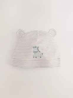 Grey/Neutral Zebra Beanie and Bib Baby Set 4 Piece (0-12mths)