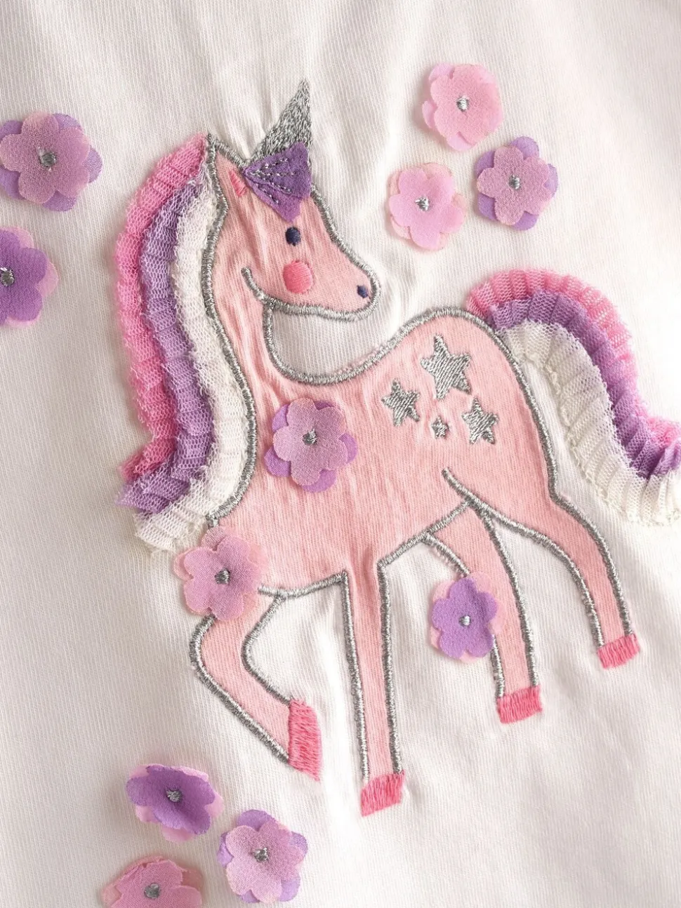 JoJo Maman Bébé Apple Unicorn Appliqué Top And Tulle Skirt Set