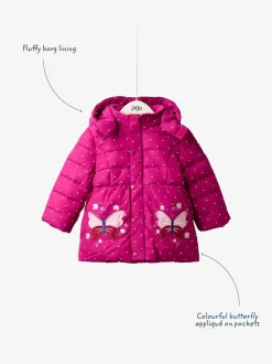 JoJo Maman Bébé Berry Butterfly Fleece Lined Puffer Coat