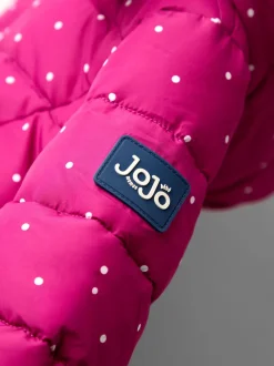 JoJo Maman Bébé Berry Butterfly Fleece Lined Puffer Coat