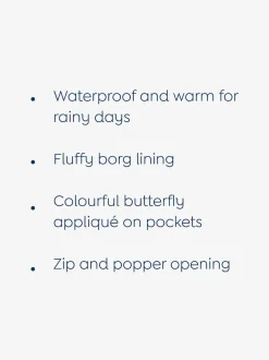 JoJo Maman Bébé Berry Butterfly Fleece Lined Puffer Coat