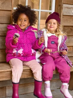 JoJo Maman Bébé Berry Butterfly Fleece Lined Puffer Coat
