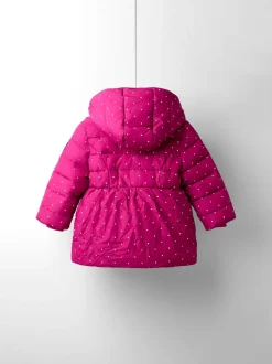 JoJo Maman Bébé Berry Butterfly Fleece Lined Puffer Coat
