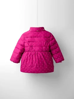 JoJo Maman Bébé Berry Butterfly Fleece Lined Puffer Coat