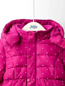 JoJo Maman Bébé Berry Butterfly Fleece Lined Puffer Coat