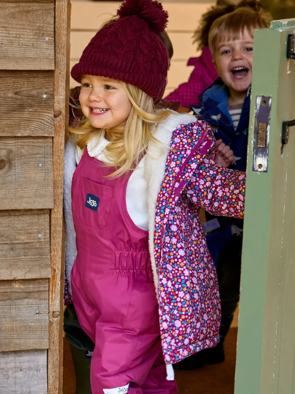 JoJo Maman Bébé Berry Embroidered Cable Hat