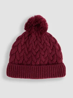 JoJo Maman Bébé Berry Embroidered Cable Hat