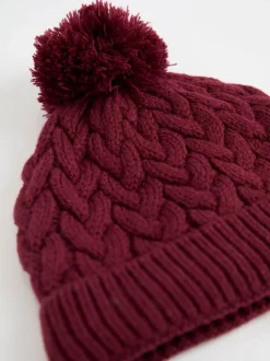 JoJo Maman Bébé Berry Embroidered Cable Hat