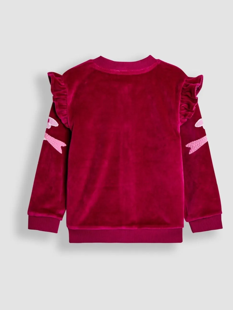 JoJo Maman Bébé Berry Floral Bird Embroidered Frill Velour Jacket